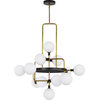 Viaggio Chandelier - Opal, Brass, Opal, Brass, Round Glass Globes, G9 120V