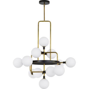 Viaggio Chandelier - Opal, Brass, Opal, Brass, Round Glass Globes, G9 120V