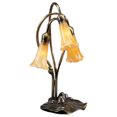 Meyda Lighting 16"H Amber Pond Lily 3 LT Accent Lamp