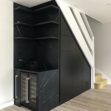 Modern Black - under stairs storage - small home bar