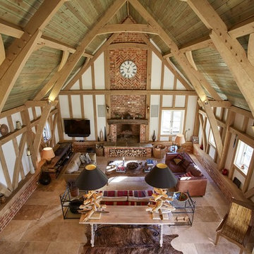 Oak framed barn with brick feature fireplace