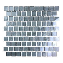 GBM Manufacturing - Landscape 11"x12" Textured Glass Square Mosaic Tile,Gray - Mosaic Tile