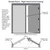 Frosted 4-Lite Fiberglass Smooth Double Door 74"x81.75" Right Hand In-swing