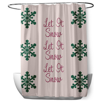 70"Wx73"L Let It Snow Shower Curtain, Pale Pink