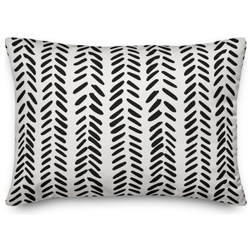 Black and White Modern Herringbone 14x20 Lumbar Pillow