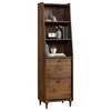 Sauder Harvey Park Engineered Wood 3-Shelf Narrow Bookcase in Grand Walnut