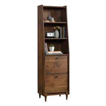 Sauder Harvey Park Engineered Wood 3-Shelf Narrow Bookcase in Grand Walnut
