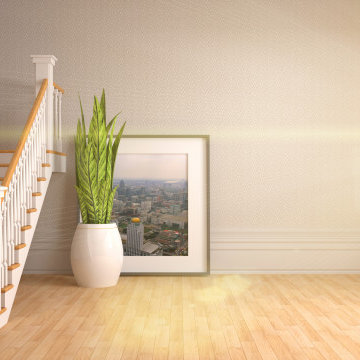 Classic Wooden Straight Staircase with an 180 Degree Turn and Landing