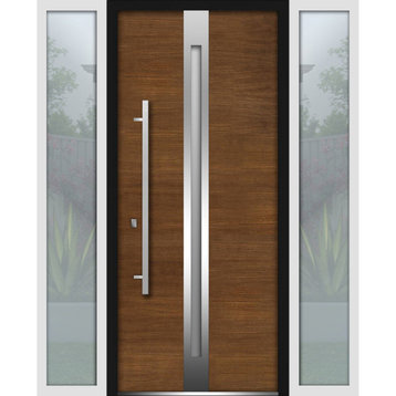 Exterior Prehung Glass Door / Deux 1744 Natural Oak, W16+36+16" X H80"-Right-Hand Inswing