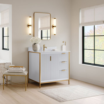 Everleigh Bathroom Vanity, Single Sink, 36", White, Freestanding