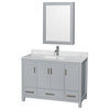48" Single Vanity,Gray,White Carrara Marble Top,Sink,Medicine Cabinet