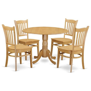 5-Piece Kitchen Table Set, Table and 4 Dining Chairs, Oak