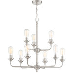 Craftmade - Craftmade Bridgestone 9 Light Chandelier, Brushed Polished Nickel - Inspired by the architectural details of iconic bridges, the fluted center column with rivet detail, graceful lines and detailed vanity backplates combine to create the handsome Bridgestone collection by Craftmade.