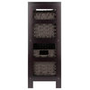 Leo 4-Piece Storage Shelf With 3 Foldable Woven Baskets, Espresso And Chocolate