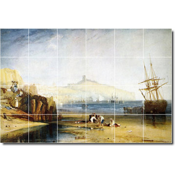 Joseph Turner Waterfront Painting Ceramic Tile Mural #301, 72"x48"