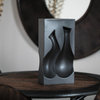 Craftsman Impressed Design Rectangular Ceramic Vase, Black
