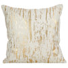 Distressed Metallic Foil Design Cotton Down Filled Throw Pillow, 24"x24", Gold