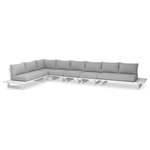 Meridian Furniture - Maldives Grey Water Resistant Fabric Outdoor Patio Modular Sectional - Create your own custom contemporary look on the deck or porch with the addition of this Maldives outdoor patio armless chair. Part of a large collection that lets you mix and match modular pieces to get the look you crave most. This modular sectional has grey water resistant fabric with a base made from white aluminum, so it's sturdy, tough, and ready to face the elements with impeccable beauty, season in and season out. Shop the contemporary pieces in this collection to create the outdoor entertaining area of your dreams.