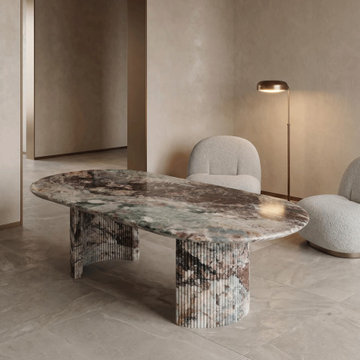 Les Quatre Saisons Marble Petal Base Dining Table