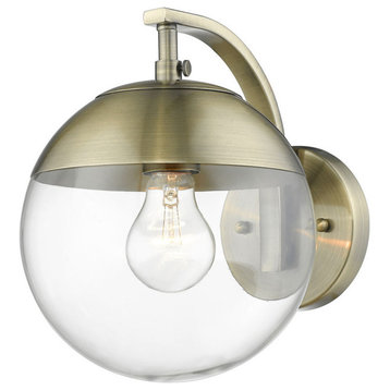 Dixon Sconce, Aged Brass, Aged Brass Shade, Clear Glass