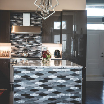 Kitchen island and front entrance