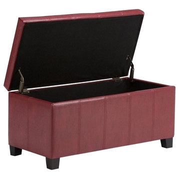 Atlin Designs Faux Leather Storage Bench in Radicchio Red