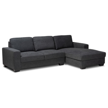 Dareena Upholstered Sectional Sofa With Right Facing Chaise, Dark Gray