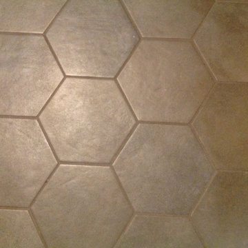 White Subway tile and Octogon in Master bath in Norfolk