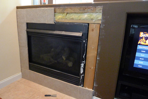 New Tile Around Gas Fireplace, How To Install Tile On Drywall Around Fireplace