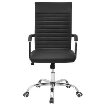 Desk Office Chair Artificial Leather - Black