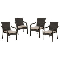 Florianopolis Brown Wicker Stacking Chairs, Set of 4