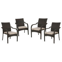 GDF Studio Florianopolis Brown Wicker Stacking Chairs, Set of 4