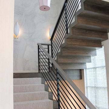 54_Dynamic and Open Wood and Metal Zig-Zag Staircase, Alexandria VA 22302