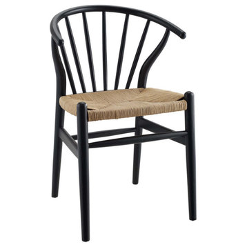 Flourish Spindle Wood Dining Side Chair, Black