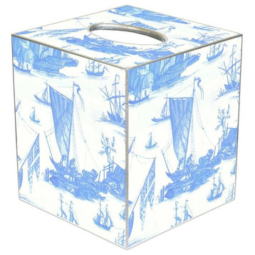 TB548 - Blue Boat Toile Tissue Box Cover