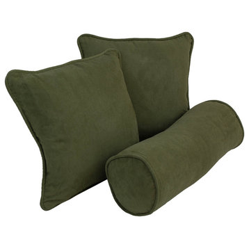 Solid Microsuede Throw Pillows With Inserts, 3-Piece Set, Hunter Green
