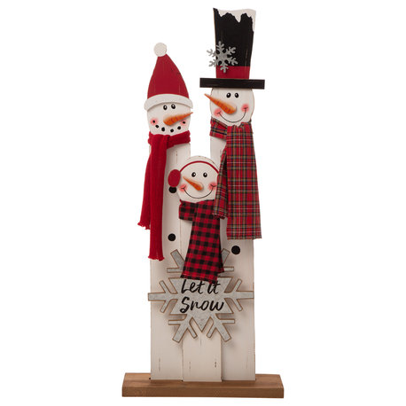 35.43"H Wooden Snowman Family Porch Decor