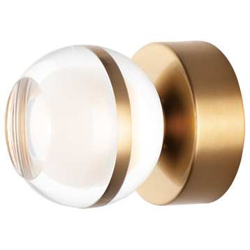 Swank LED Wall Sconce/Flush Mount, Natural Aged Brass
