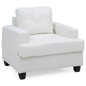 Maklaine Transitional Faux Leather Tufted Seat Chair in White