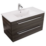 Cutler Kitchen & Bath - Silhouette Zambukka Wall-Mounted Vanity, 30" - Sophistication takes center stage in your bathroom with the Silhouette Wall-Mounted Vanity. With a beautiful acrylic top paired with two larger drawers, this design balances style and function that's fitting for a high-traffic area. The Cutler Kitchen and Bath brand aims to add a fresh burst of energy with its designs by playing with line and color, two of this vanity's strongest attributes.