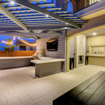 Close-up of Outdoor Kitchen Area & Patio Cover Design