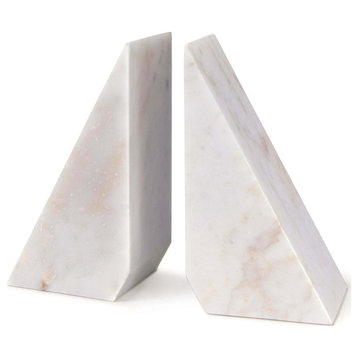 Othello Marble Bookends, White