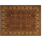 Bareens Designer Rugs - Turkish Knotted Istanbul Georgia Brown/Ivory Wool Rug - 8'3'' x 9'1'' - Designed with a mesmerizing intricate traditional motif this glorious hand knotted rug is a masterpiece that will fill any space with sophistication and grace. An exhilarating color pallet with an elaborate design, this masterpiece features luxurious hand spun wool with all vegetable dyes to add comfort and style to your decor. The design, color and beautiful chromatic composition with a sheen in traditional and transitional designs, exude beauty, elegance and quality make this rug a masterpiece of its own.