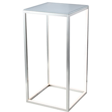 Aluminum LED Side Table With Glass Top, Nickel