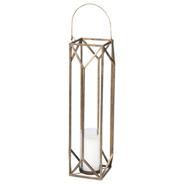 Ivy Small Gold Metal Geometric Cage Candle Holder Lantern