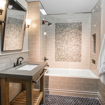The Tile Shop - Pebble Subway Tile Shower