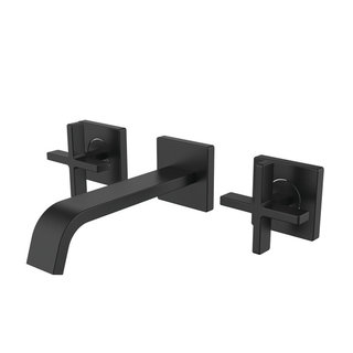 Single Handle Wall Mount Bathroom Faucet Trim in Matte Black T3559LF-BLWL