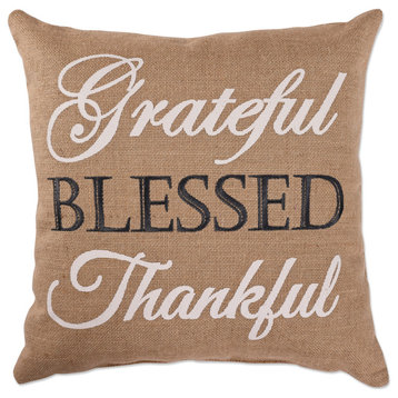 Grateful Blessed Thankful 18" Throw Pillow