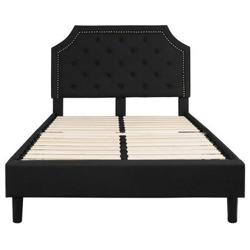 Brighton Full Size Tufted Upholstered Platform Bed, Black Fabric