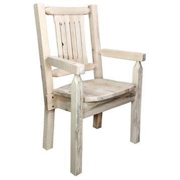 Montana Woodworks Homestead Transitional Solid Wood Captain's Chair in Natural